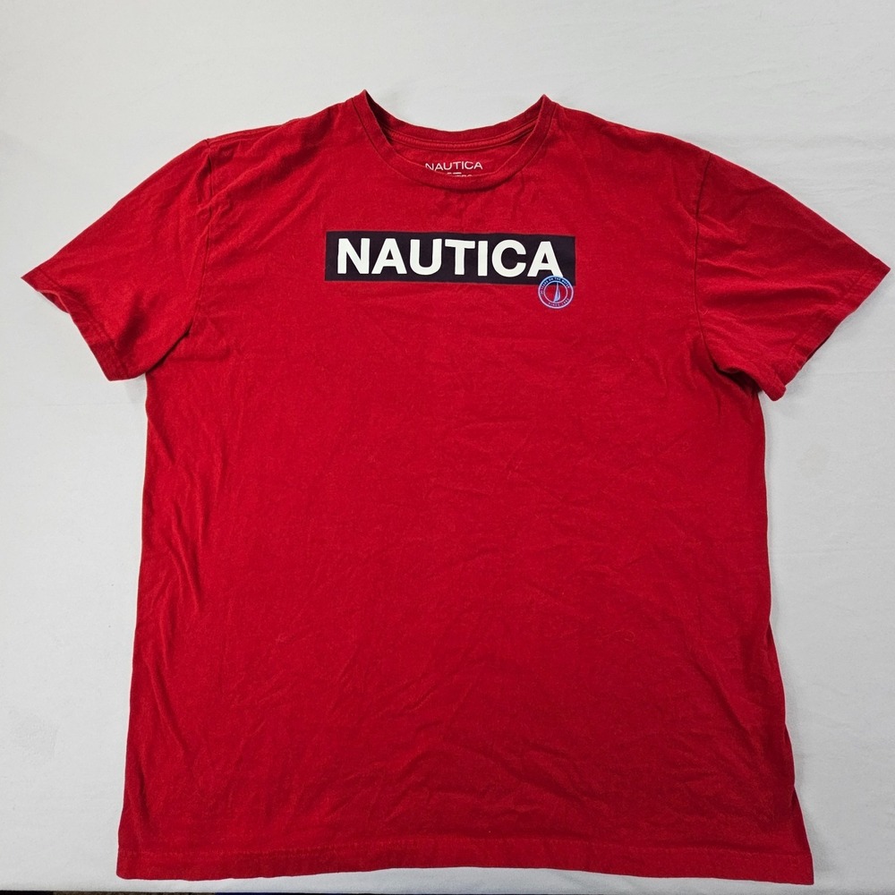 Nautica Red Short Sleeve Cotton Graphic Print T-Shirt Men's 2XL